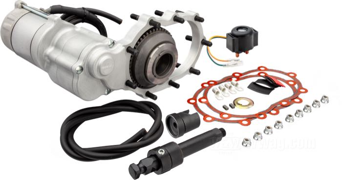 Kit starter elettrico »StealthStarter Kick Drive 6-in-4« di Cannonball; atto per Big Twin 4 marce a telaio rigido; acciaio / alluminio; 1.4 kW; Austria; peso lordo: 9.58 kg