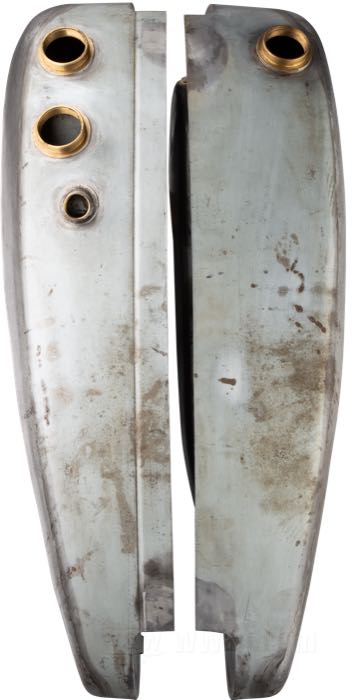 Benzin- und Öltanks von The Cyclery; passend für F und J Modelle 1925-1929; Stahlblech; Volumen: 14 l; erforderliche(r) Tankdeckel: Schraubgewinde 1.5”-24; erforderlicher Benzinhahn: 1/8” NPT; ersetzt OEM HD 3501-25 und 3502-25; Bruttogewicht: 14 kg