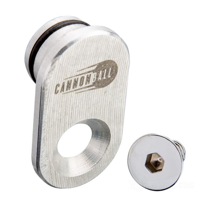 Tappo di Cannonball; per Scatola trasmisione; atto per Big Twin 5 marce, Sportster 1996-2020, Buell 1996-2001; alluminio billet, finitura a macchina; filettatura: 1/4”-20; con Vite a testa svasata a brugola; peso lordo: 15 g