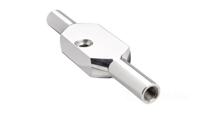 Pièce distributrice de CPV; pour Durite de frein; aluminium, poli; longueur: 130 mm; filet raccord: 2 x 3/8”-24; poids brut: 110 g