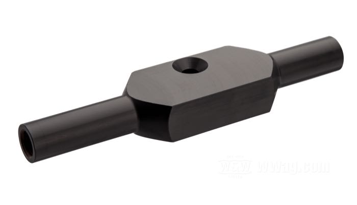 Pièce distributrice de CPV; pour Durite de frein; aluminium, noir, anodisé; longueur: 130 mm; filet raccord: 2 x 3/8”-24; poids brut: 10 g