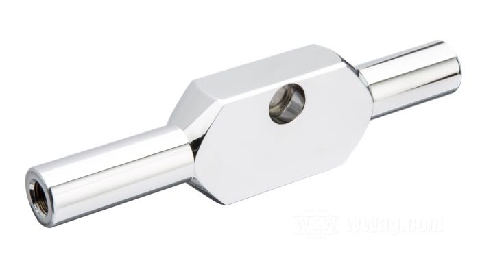 Verteiler-Stück von Goodridge; für Bremsleitung; Aluminium, verchromt; Länge: 130 mm; Anschlussgewinde: 2 x 3/8”-24; Bruttogewicht: 110 g
