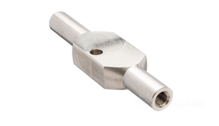Pièce distributrice de Goodridge; pour Durite de frein; acier inox, finition usinée; longueur: 130 mm; filet raccord: 2 x 3/8”-24; poids brut: 273 g