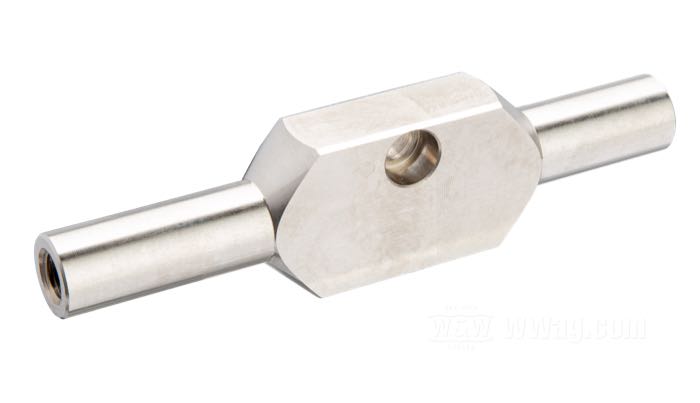 Pièce distributrice de Goodridge; pour Durite de frein; acier inox, finition usinée; longueur: 130 mm; filet raccord: 2 x 3/8”-24; poids brut: 273 g