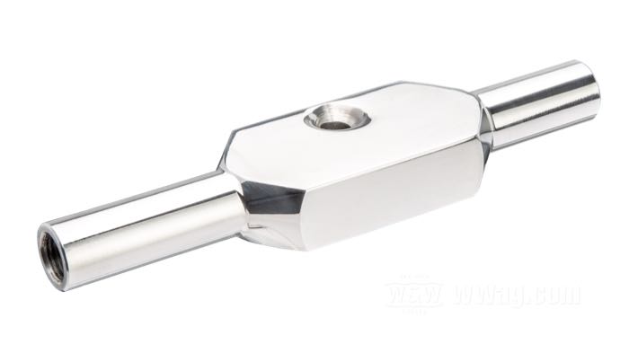 Pièce distributrice de CPV; pour Durite de frein; aluminium, poli; longueur: 130 mm; filet raccord: 2 x 3/8”-24; poids brut: 110 g