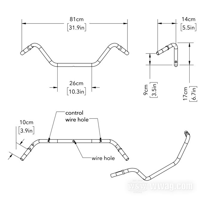 Manubrio »Flanders #0-HD« di Faber Cycle; per manopole 1935-1948 modificate; acciaio, naturale; Ø 1”; filettatura: 57/64”-24; passaggio cavi: per il manubrio; spessore della parete: 2 mm; U.S.A.; peso lordo: 1.2 kg