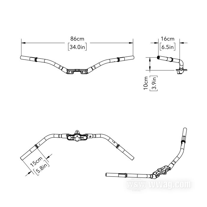 Handlebar »Speedster« by Samwel Supplies; fits Big Twin 1946-1949; steel, chrome-plated; thread: 57/64”-24; replaces OEM HD 55955-46; gross weight: 1.76 kg