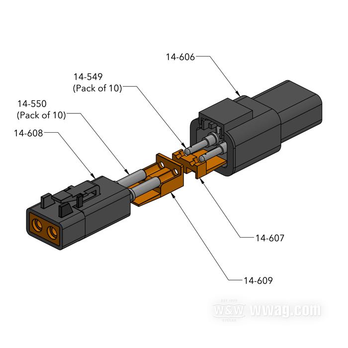 »DTP« by Deutsch; for Regulator; fits Dyna models 2006-2007, Softail 2007; polyamide; 25 A; for wires: ~ 2.0 - 6.0 mm² (AWG 14-10)