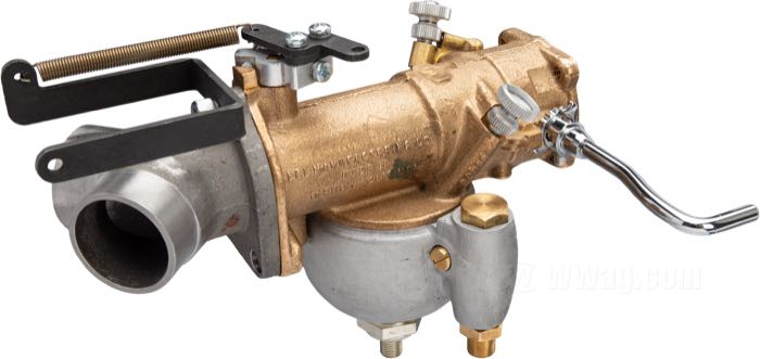 Conversion kit by Bates; for Throttle cable; for Linkert M-series carburetors with 3-bolt flange; fits Knucklehead 1936-1939, all Flatheads ; steel, parkerized; with cable clamp and spring; Germany; gross weight: 93 g