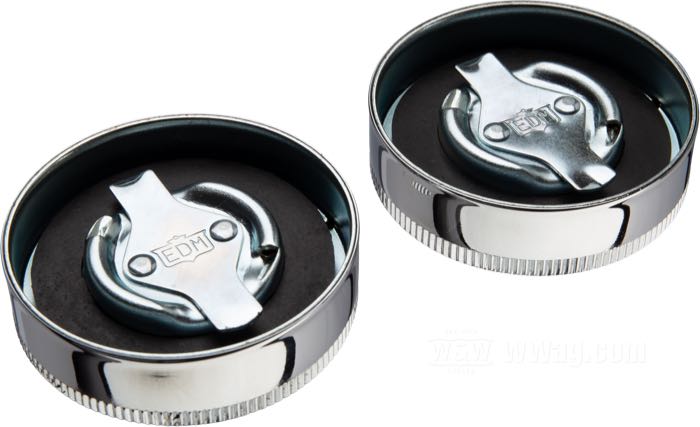 Gas cap »Eaton«; fits 1936 OHV, all models 1937-mid 1938; with EDM mark (Eaton Detroit Metal); steel, chrome-plated, rim height 18 mm, knurl height 5 mm; with vent; with rubber gasket; replaces OEM HD 3507-36, and 61103-36; gross weight: 198 g