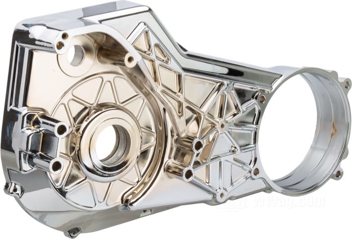 Carter primaria interno; atto per Softail 5 marce 1989-1993; alluminio fuso, cromato; con minuteria; rimpiazza OEM HD 60630-90; peso lordo: 5.66 kg