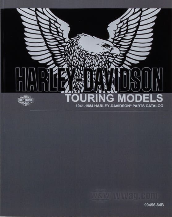 Catalogue de pièces détachées; adaptable à FL et FLH 1941-1984; papier; reliure souple; 316 pages; anglais; remplace OEM HD 99456-84B; USA; poids brut: 730 g