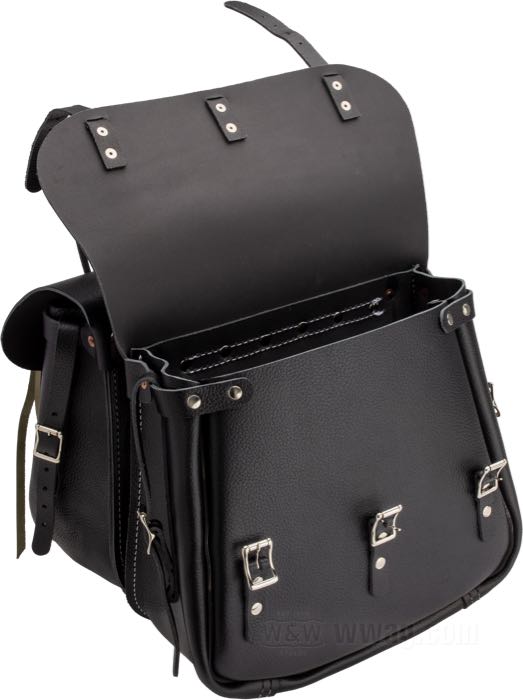 Alforjas »Knucklehead Style«; cuero de vaca, negro; A x A x F: 36 x 30 x 13 cm; con half-moon mounting plate; Europa; peso bruto: 3.7 kg