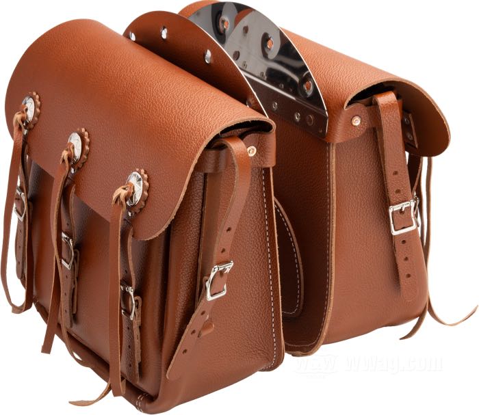 Alforjas »Knucklehead Style«; cuero de vaca, marrón; A x A x F: 36 x 30 x 13 cm; con half-moon mounting plate; Europa; peso bruto: 3.8 kg