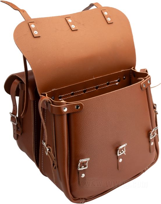 Saddlebags »Knucklehead Style«; cowhide, brown; W x H x D: 36 x 30 x 13 cm; with half-moon mounting plate; Europe; gross weight: 3.8 kg