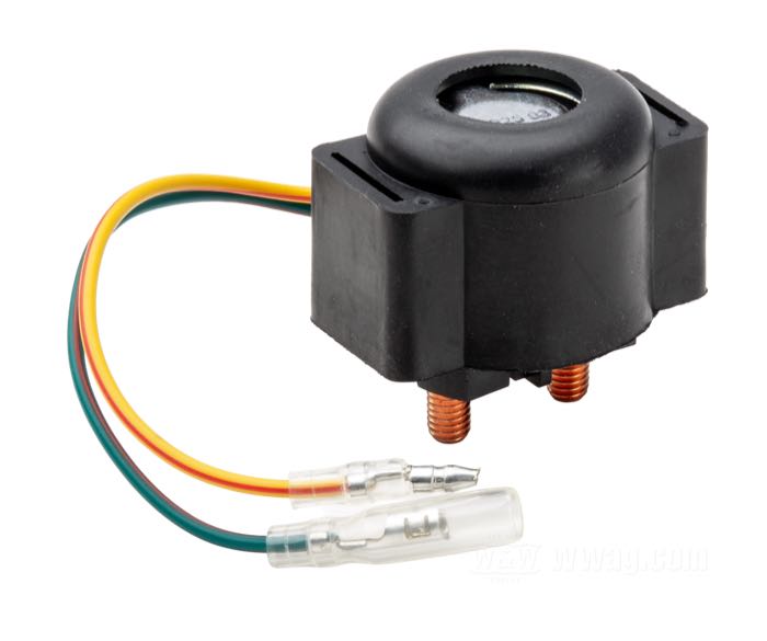 Relé del motor de arranque; para Cannonball Stealth y otras sistemas arranque elécticos custom; largo: 37 mm; Ø 34 mm; peso neto: 132 g; 12 V; peso bruto: 160 g