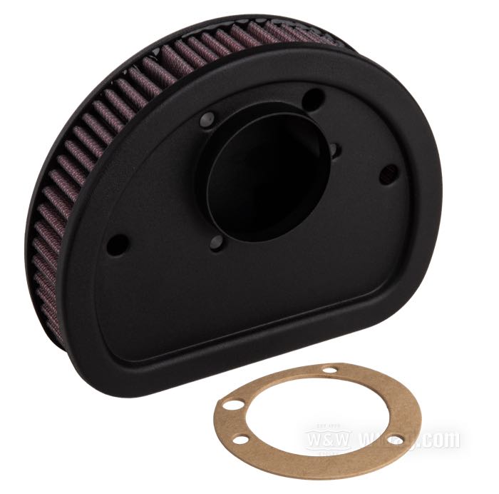 Elemento filtrante de K&N; apropiado para Twin Cam 1999→ con carburador, Softail EFI 2001-2015, Dyna EFI 2001-2007 and FLT/H-I 2002-2007; goma / algodón / acero; reemplaza OEM HD 29461-99 y 29400042; peso bruto: 640 g