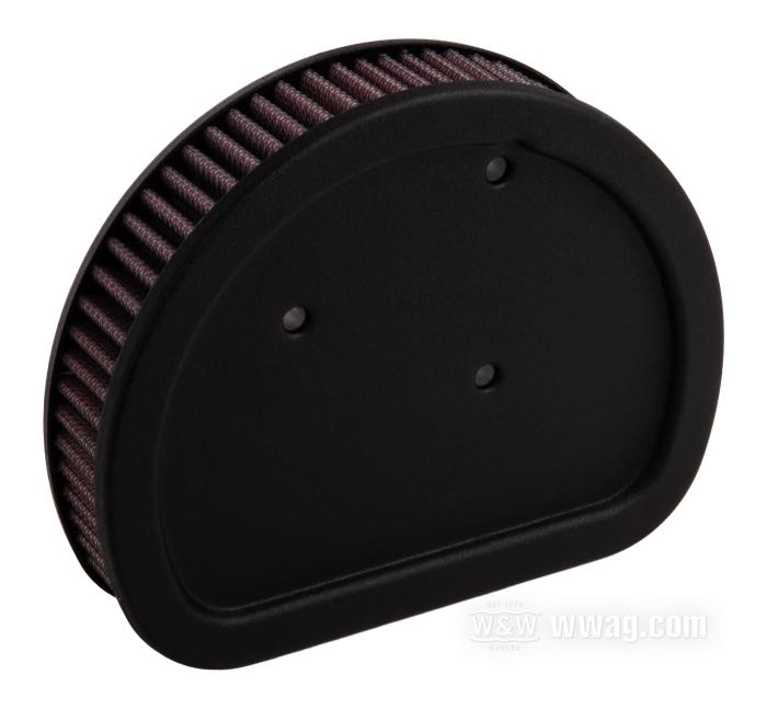 Elemento filtrante de K&N; apropiado para Twin Cam 1999→ con carburador, Softail EFI 2001-2015, Dyna EFI 2001-2007 and FLT/H-I 2002-2007; goma / algodón / acero; reemplaza OEM HD 29461-99 y 29400042; peso bruto: 640 g