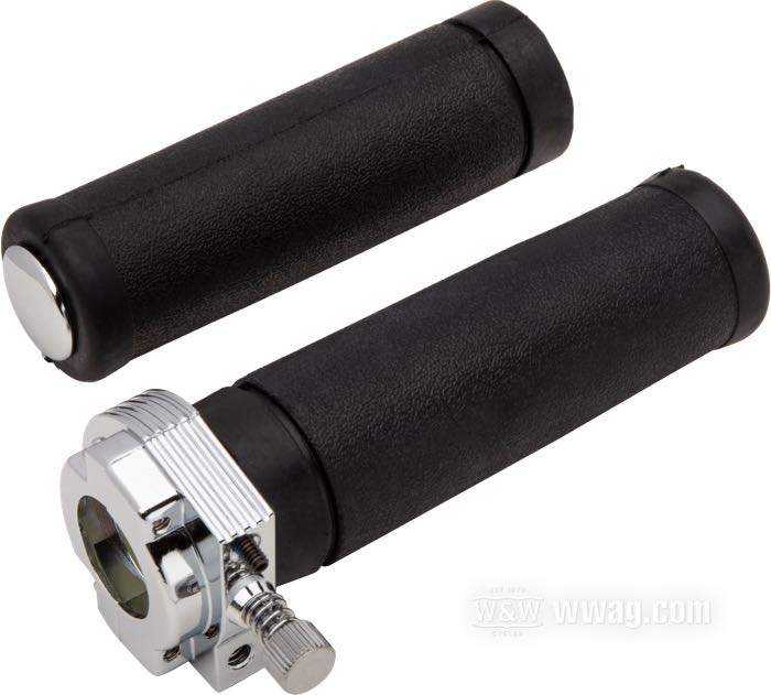 Grip assembly; fits models 1974-1980; with throttle grip for single cable; plastic / cast aluminum, chrome-plated; Maximum Stroke: 44 mm; replaces OEM HD 56500-79; gross weight: 300 g