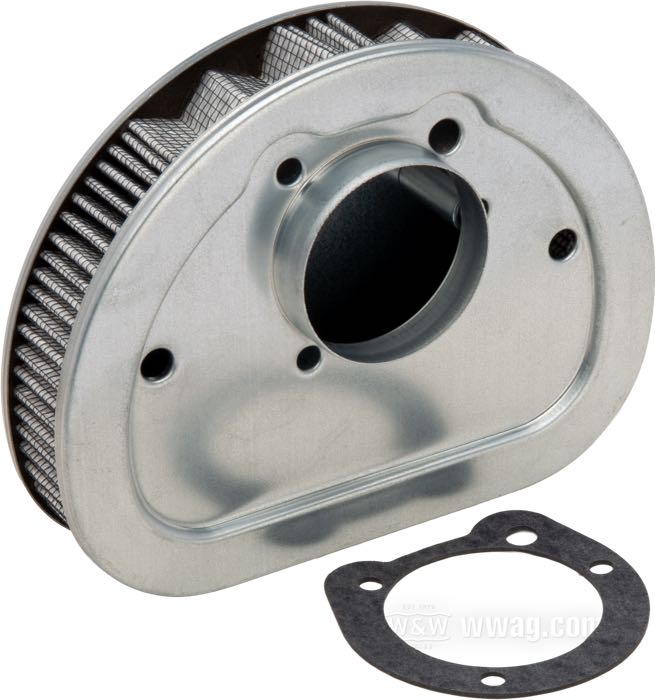 Elément filtrant »OEM«; adaptable à Twin Cam 1999→ avec carburateur, Softail EFI 2001-2015, Dyna EFI 2001-2007 and FLT/H-I 2002-2007; acier / composite fibre; remplace OEM HD 29461-99 et 29400042; USA; poids brut: 520 g
