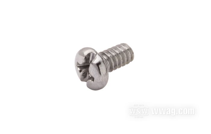 Bulón; para Platillo de montaje; para cajas de interruptores 1972-1981; acero, cincado; rosca: #6-32; largo: 1/4 ” (6 mm); reemplaza OEM HD 2803W; peso bruto: 10 g