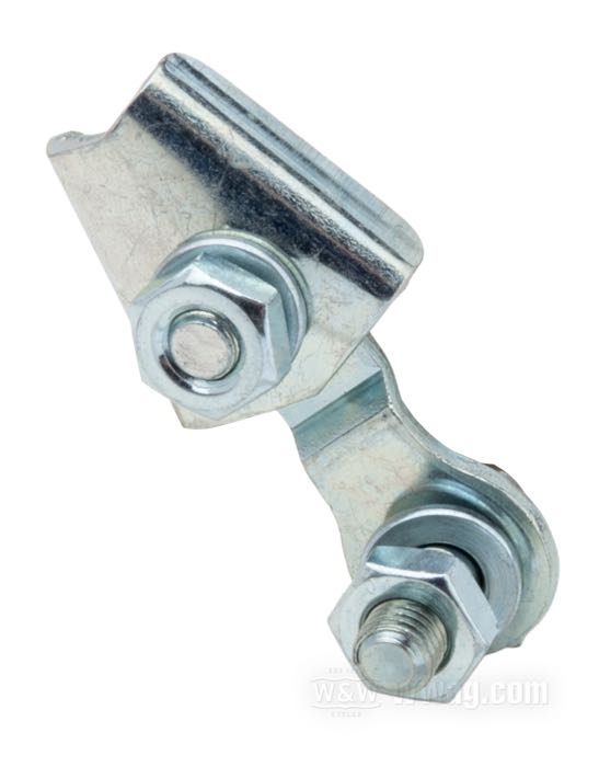 Pinza ; para Cable de freno; apropiado para Big Twin 1949-1971, Servicar 1958→; delante; chapa de acero, cincado; con tornillos y tuercas; reemplaza OEM HD 45216-49; peso bruto: 40 g