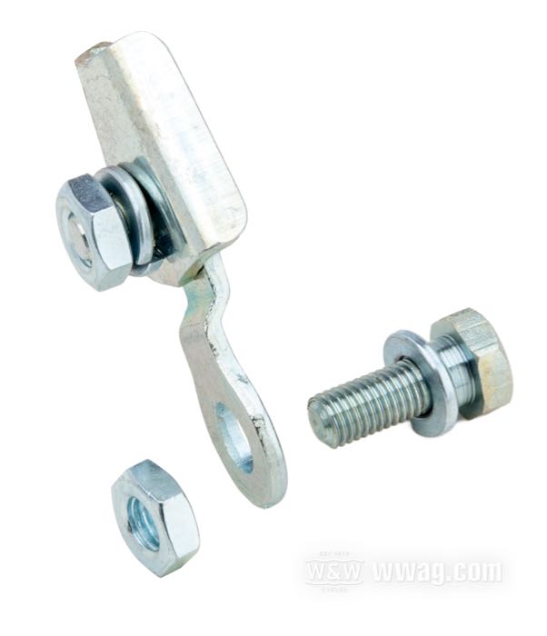 Pinza ; para Cable de freno; apropiado para Big Twin 1949-1971, Servicar 1958→; delante; chapa de acero, cincado; con tornillos y tuercas; reemplaza OEM HD 45216-49; peso bruto: 40 g