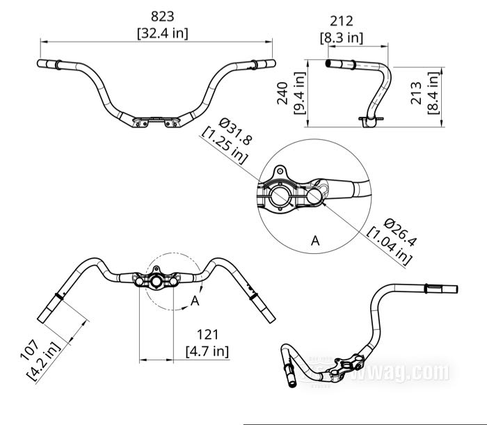 Lenker »Stelling & Hellings Speedster inline«; passend für Big Twin 1937-1945; Stahl, verchromt; mit Endschrauben