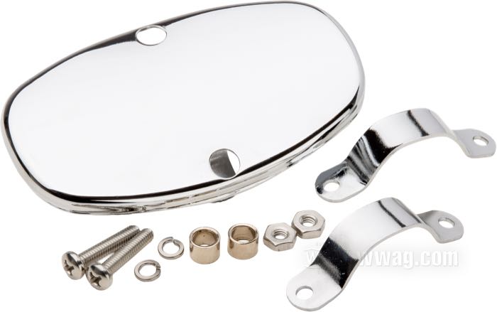 Heat shield »Sportster« by IronheadChina; fits XLCH 1959-1965; copper, chrome-plated; length x width: 139 x 80 mm; with Clamps, screws and bushings; replaces OEM HD 65700-38; China; gross weight: 225 g