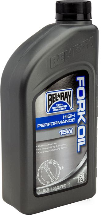 Huile de Bel-Ray; pour Fourche hydraulique; viscosité @40° C: 53 cSt; SAE 15W; remplace OEM HD 99880-73, 99884-80 et 62600026; USA; poids brut: 940 g
