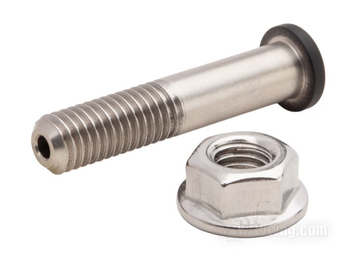 Hollow stud by Kellermann; for Atto turn signals and tail lights; billet aluminum, black anodized; length: 40 mm; thread: M5 x 0.5 / M8; gross weight: 13 g