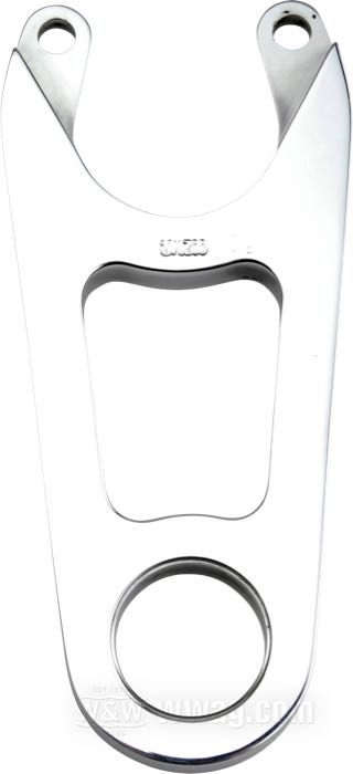 Supporto pinza freno di Performance Machine; per Forcelle Springer custom; atto per Pinza freno a due pistoncini 125x2; per perni ruota 3/4”; acciaio / alluminio, lucidato; Punto installazione: sinistro o destro; per disco: 10 ”; peso lordo: 380 g
