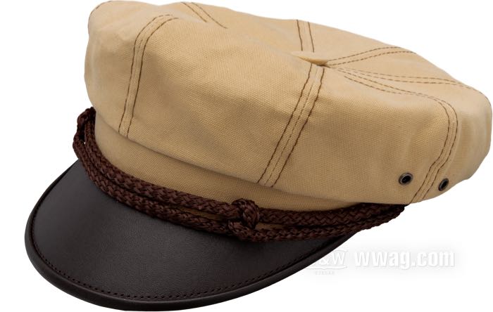 Mütze »Vintage Rider« von Sterkowski; Baumwolle / Rindleder, beige; Hutgröße: 56; Polen; Bruttogewicht: 141 g