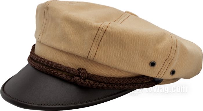 Mütze »Vintage Rider« von Sterkowski; Baumwolle / Rindleder, beige; Hutgröße: 56; Polen; Bruttogewicht: 141 g