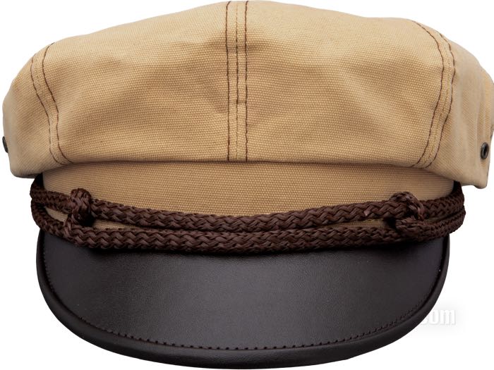 Mütze »Vintage Rider« von Sterkowski; Baumwolle / Rindleder, beige; Hutgröße: 56; Polen; Bruttogewicht: 141 g