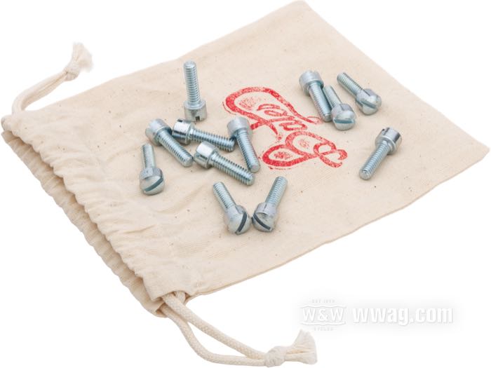 Bolt/screw kit; for Gear cover; fits Big Twin 1936-1969; steel, zinc plated, on aftermarket case; thread: 1/4”-20; gross weight: 138 g