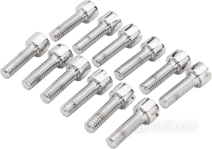 Bolt/screw kit; for Gear cover; fits Big Twin 1936-1969; steel, chrome-plated, on aftermarket case; thread: 1/4”-20; gross weight: 135 g