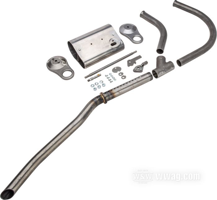 Scarico di The Cyclery; atto per IOE twins 1916-1919; acciaio, nudo; diam. di collettori: 1-3/8”; Punto installazione: destro; rimpiazza OEM HD 1004-15, 1005-15 e 1001-15A; Europa; peso lordo: 10.28 kg