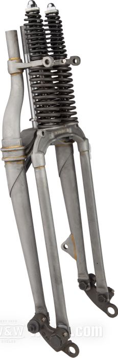 Springer Gabel »Concours« von The Cyclery; passend für Big Twins 1937; Innengewinde Steuerkopf: 3/4”-14 UNS, Außengewinde Steuerkopf: 1”-24 UNS; Stahl, blank / parkerisiert, parkerisierte federn; Länge: 19”; Rake: 0 °; mit Zentrierring; Polen; Bruttogewicht: 20 kg