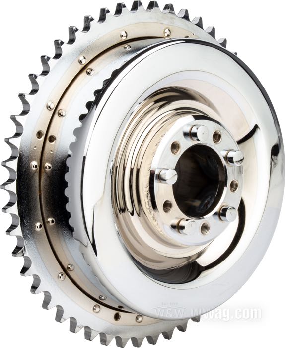 Tambor de freno de Paughco; apropiado para Big Twin 1937-1957; detràs; acero, cromado; rosca: 3/8”-20; Ø interior nominal: 8 ”; reemplaza OEM HD 41400-37; EE. UU.; peso bruto: 3.38 kg