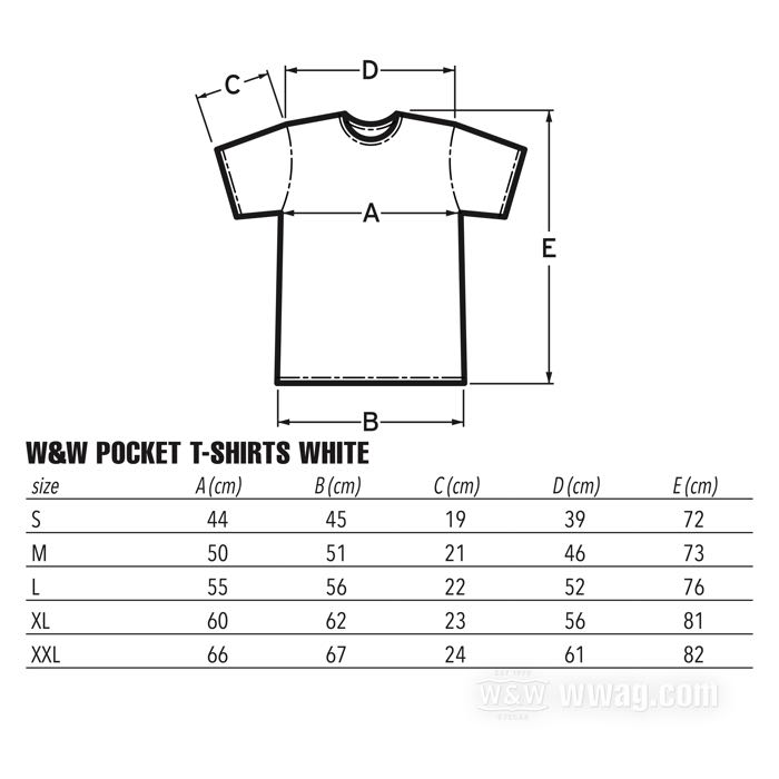 Camiseta de W&W Cycles; con bolsillo en el pecho; algodón 200 g/m², blanco, con estampado de logo negro; tamaño: S; peso bruto: 190 g