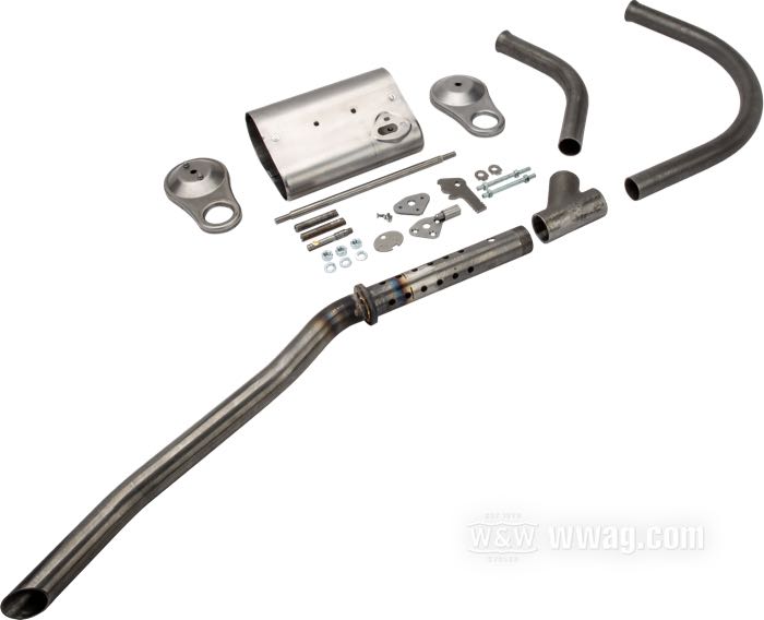 Scarico di The Cyclery; atto per bilindriche 1915; acciaio, nudo; diam. di collettori: 1-3/8”; Punto installazione: destro; rimpiazza OEM HD 1004-15, 1005-15 e 1001-15; Europa; peso lordo: 9.33 kg