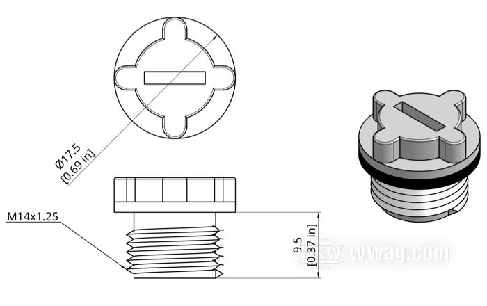 Verschlussschraube; für Batterie; Kunststoff, weiß; Ø 17.5 mm; Gewinde: M14 x 1.25; mit Dichtung; Bruttogewicht: 2.4 g