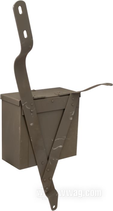 Munitionsbox und Halter von Samwel Supplies; passend für WLA Modelle; Stahl, Höhe über alles incl. Lasche: 64 cm; L x B x H: 25 x 10 x 20 cm; ersetzt OEM HD 11201-42M; Bruttogewicht: 3.3 kg