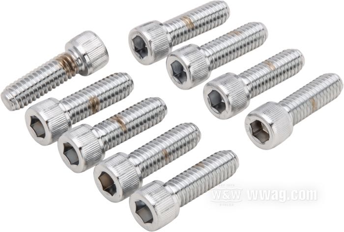 Kit viti di Gardner-Westcott; per coperchio laterale trasmissione; atto per Big Twin 1936-1985; acciaio, cromato; a brugola; peso lordo: 120 g