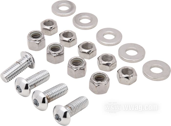 Kit de montaje de Colony; para Transmisión; apropiado para Softail 5 cambios 1986-1999; acero, cromado; cabeza de botón con hexagono interior; reemplaza OEM HD 3657, 7778 y 7942; EE. UU.; peso bruto: 170 g