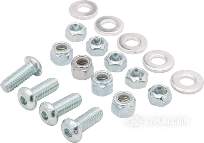 Kit de montaje de Colony; para Transmisión; apropiado para Softail 5 cambios 1986-1999; acero, cincado; cabeza de botón con hexagono interior; reemplaza OEM HD 3657, 7778 y 7942; EE. UU.; peso bruto: 170 g