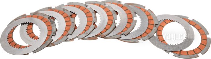 Kupplungsscheibensatz von Barnett; für Scorpion Kupplung; passend für Big Twin 1936- E1984; mit Carbonfiber-Keramik-Reibbelag; Stahl; USA; Bruttogewicht: 2.2 kg