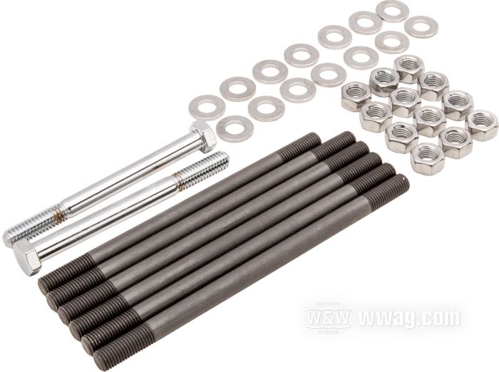 Kit bulloni di Colony; per Carter motore; atto per Shovelhead/Evo Big Twin 1979-1995; acciaio, cromato / parkerizzato; esagonale; rimpiazza OEM HD 3427, 3504, 3428, 3430, 7753 e 6774; U.S.A.; peso lordo: 500 g