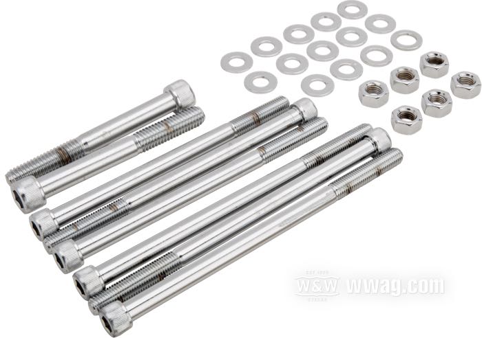 Kit bulloni di Gardner-Westcott; per Carter motore; atto per Shovelhead 1970-1978; acciaio, cromato; a brugola; rimpiazza OEM HD 4432, 4806, 24815-40, 24805-30, 7753 e 6774; peso lordo: 500 g
